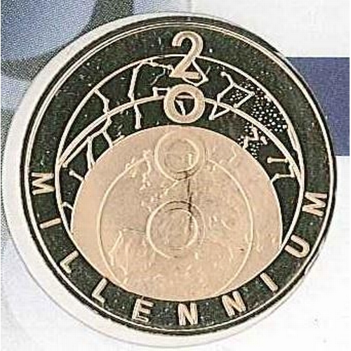 1054 - Coins; Turks and Caicos Islands; 2000 Millennium 25 crowns coin encapsulated in souvenir cover. Coin... 
