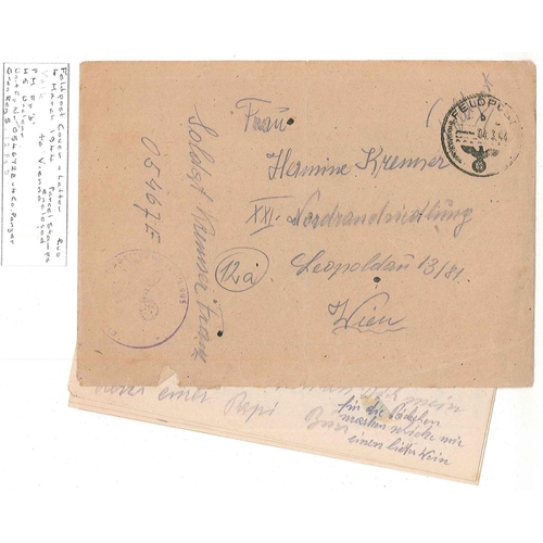 1422 - Germany; Covers; 1944 (4 Mar.) feldpost cover Russia to Vienna with original letter.... 