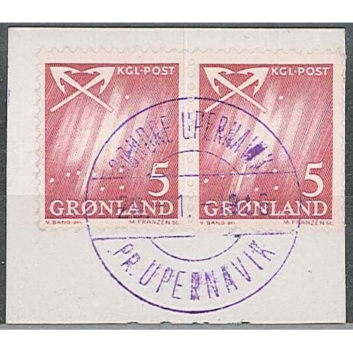 1478 - Greenland; 1966 (Jan.) piece with good strike of Søndre Upernavik/Pr. Upernavik in violet. Wowern 20... 