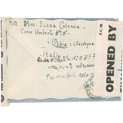 1567 - Italy; 1945 cover to BBC in London, with Italian and British censor strips, franked 5l adhesive (lat... 