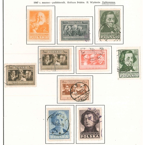 1717 - Poland; 1947 Polish Culture - both issues, each with an imperf set and a perf set, all used, mainly ... 