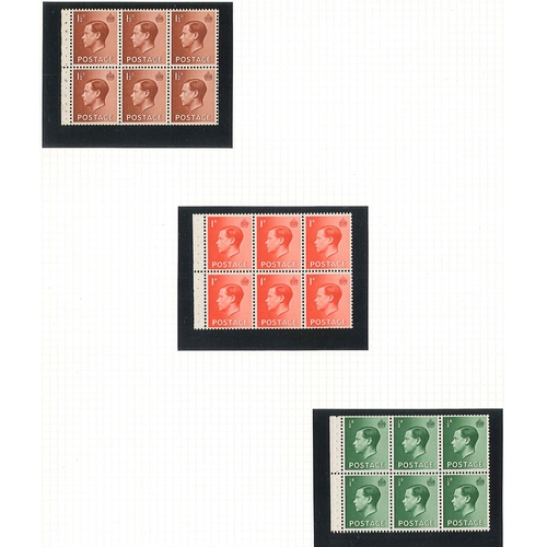 367 - UK; 1936 KE8 selection of booklet panes - ½d upright wmk. u.m. (good perfs), ½d inverted u.m. (avera... 