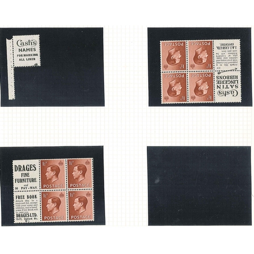 367 - UK; 1936 KE8 selection of booklet panes - ½d upright wmk. u.m. (good perfs), ½d inverted u.m. (avera... 