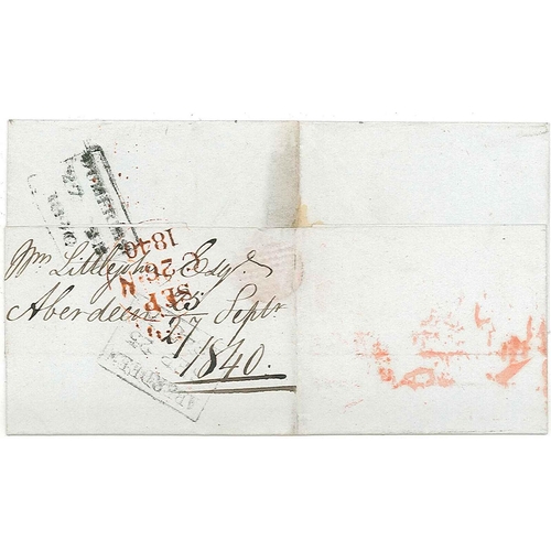 483 - Scottish Covers and Postal History; 1840 (25 Sep.) cover Aberdeen to Dumfries with Penny Black FB wi... 