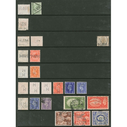 441 - UK Perfins; Letter M, QV to KG6, in two volumes. (c.3,900 items).