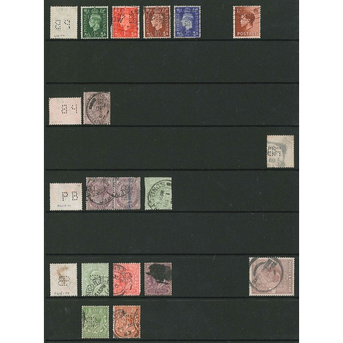 444 - UK Perfins; Letter P, QV to KG6. (c.3,400 items).