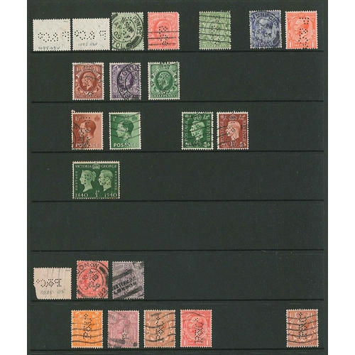 444 - UK Perfins; Letter P, QV to KG6. (c.3,400 items).