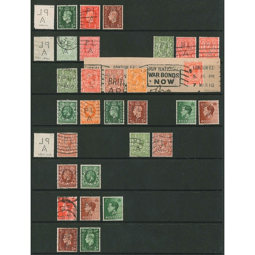 444 - UK Perfins; Letter P, QV to KG6. (c.3,400 items).