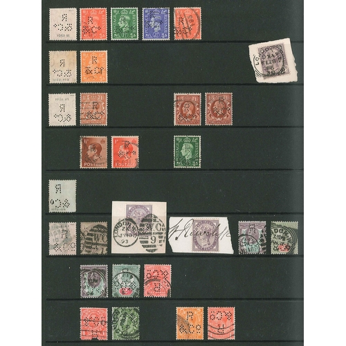 446 - UK Perfins; Letter R, QV to KG6. (c.3,250 items).