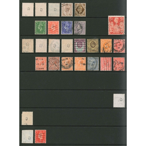 435 - UK Perfins; Letter G, QV to KG6, with duplicated 