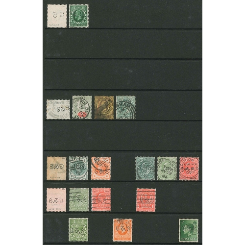 435 - UK Perfins; Letter G, QV to KG6, with duplicated 