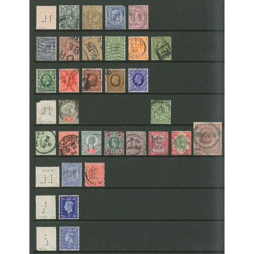 437 - UK Perfins; Letter I, QV to KG6. (c.1,200 items).