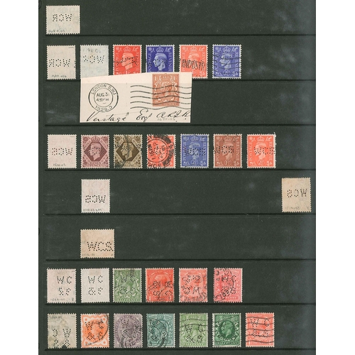 451 - UK Perfins; Letter W, QV to KG6. (c.4,000 items).