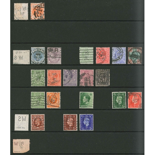 451 - UK Perfins; Letter W, QV to KG6. (c.4,000 items).