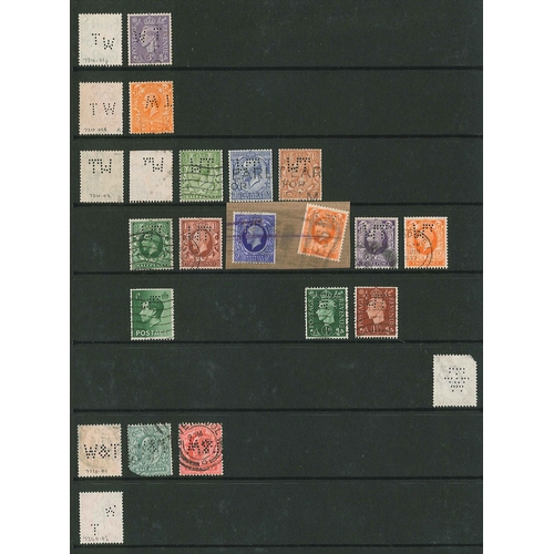 451 - UK Perfins; Letter W, QV to KG6. (c.4,000 items).