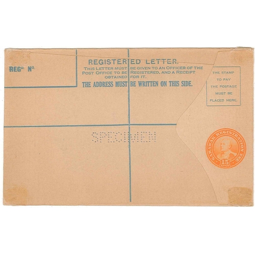 299 - Sarawak; 1934 postal stationery 15c registered envelope perforated 