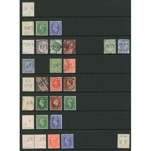 434 - UK Perfins; Letter F, QV to KG6, in broken binder. (c.2,000 items)