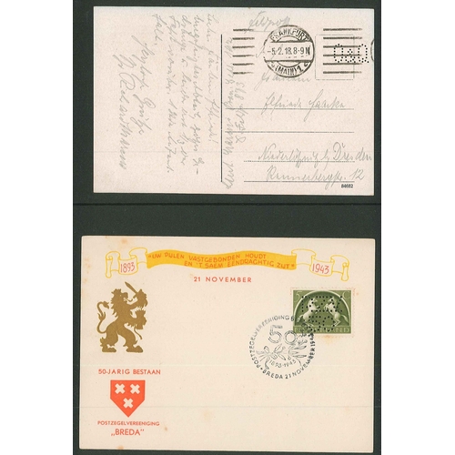 98 - Perfins; Covers; folder of perfins on cover, mainly UK QV to QE, but with some foreign also (c.98). ... 