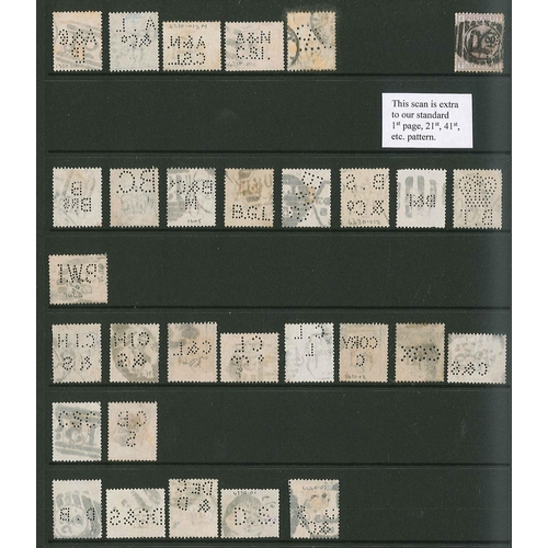 454 - UK Perfins; 1880-83 3d and 6d surcharges selection of stamps in mixed used condition (poor to fine),... 