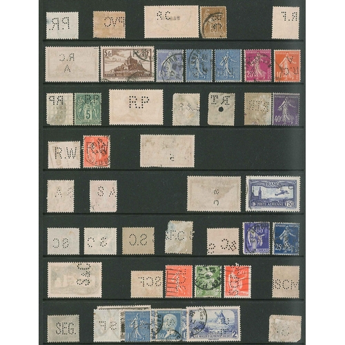 88 - Perfins; France; collection on stockleaves (c.1,000)