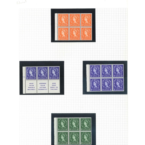 372 - UK; 1952-68 collection of Wilding booklet panes u.m. on pages. Includes Edward Crown pane (3x 1d, 3 ... 