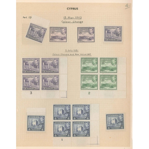 203 - Cyprus; 1938-51 KG6 defins mainly l.m.m./m.m. range (just a few used) on four pages with a full mint... 