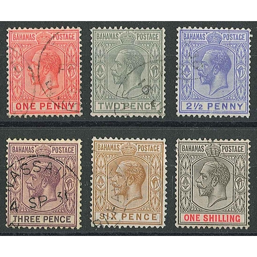 1178 - Bahamas; 1921-37 wmk. Script CA 1d, 2d, 2½d, 3d, 6d, and 1/- v.f.u., SG 116~123 cat.£19... 