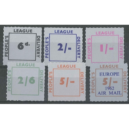 2293 - UK Cinderellas; 1962 People's League Delivery set (6) u.m.