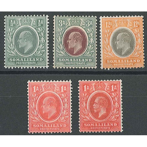 1773 - Somaliland; 1904 ½a, 1905-11 3a, 12a, 1909 1a, and 1921 1a, all m.m., cat.£17.75.... 