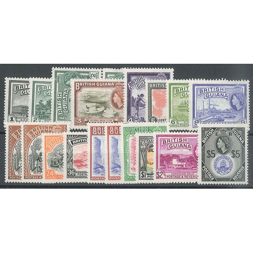 1221 - British Guiana; 1954-63 defin set (15, plus shades of 12c and 48c, and coil pair of 2c) l.m.m., SG 3... 