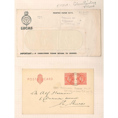 490 - UK Covers; Postal Stationery; 1844-1942 collection on m. & u. items, the best probably a group o... 