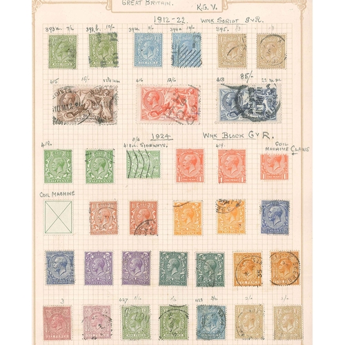 511 - UK Mixed Lots; varied mix in album including 1d red imperfs (130), u. KG5 with Seahorses, blocks, an... 