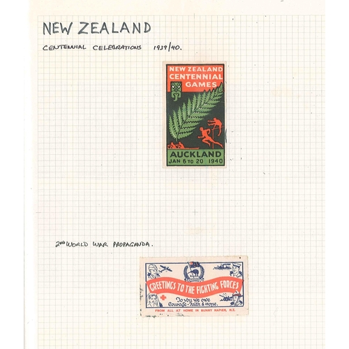 285 - New Zealand; Cinderella; wide mix in album of mainly publicity labels, some poster stamps, railway s... 