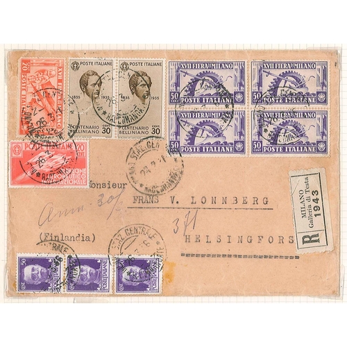 1561 - Italy; 1936 fairly rough cover (probably originally containing something of thickness) registered Mi... 