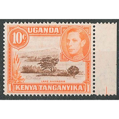 1594 - Kenya Uganda and Tanganyika; 1938-54 10c red-brown and orange perf.14 u.m., SG 134b cat.£130.... 