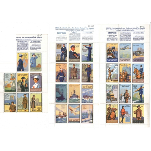 2291 - UK Cinderellas; post-WW1 Scottish National War Memorial sheets of 12 poster labels – “sheet 2” The N... 