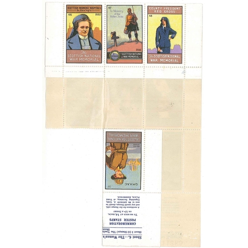 2291 - UK Cinderellas; post-WW1 Scottish National War Memorial sheets of 12 poster labels – “sheet 2” The N... 