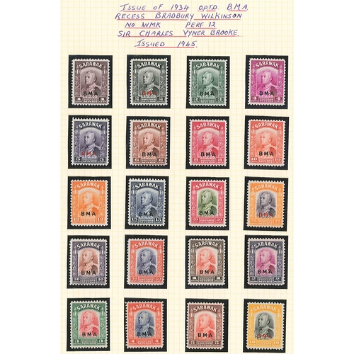 298 - Sarawak; 1869-1959 m. & u. collection in album, with 1869 3c unu., 1875 set (5) unu., 1888-97 od... 