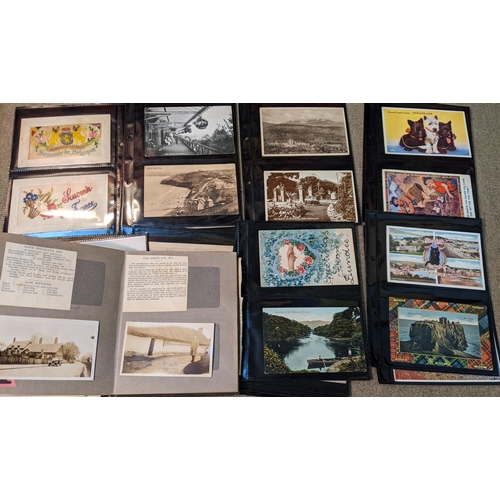 137 - Postcards; box of mainly loose modern cards (c.1,000+), plus just a few earlier, 4 WW1 silks, and a ... 