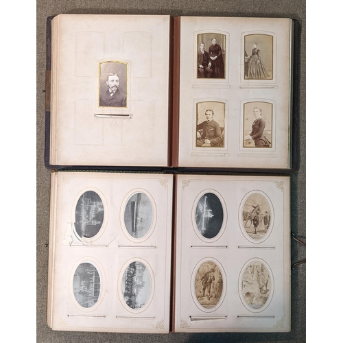 147 - Photographs; two old albums of mainly portrait photographs (Cartes de Visite size and larger). Both ... 