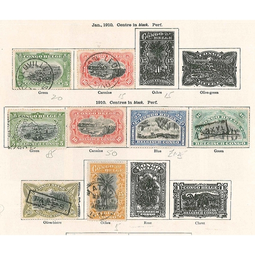 1187 - Belgian Congo; 1894-1910 on old double-sided page, mainly good/fine. Cat.£45 (18)... 