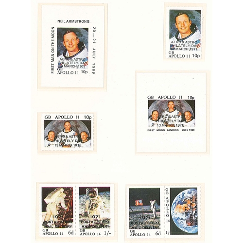 2296 - UK Cinderellas; 1971 twelve postal strike labels; also 1981 and 1985 two stamp exhibition souvenir s... 