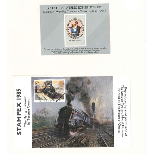 2296 - UK Cinderellas; 1971 twelve postal strike labels; also 1981 and 1985 two stamp exhibition souvenir s... 