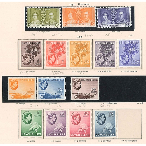 1760 - Seychelles; 1903-57 almost entirely mint (m.m./l.m.m./u.m.) on six pages. Cat.£467 mimimum (73... 