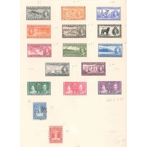 1246 - Canada; Newfoundland; 1887-1947 m. & u. mix on four pages, cat.£150 (excluding a few in ob... 