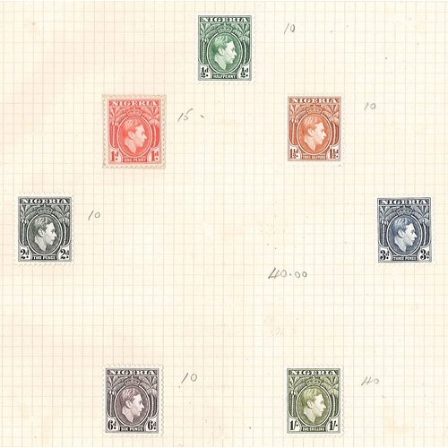 1672 - Nigeria; 1914-46 m. & u. seln. on three pages. Cat.£64. (48)