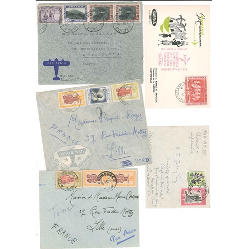 1192 - Belgian Congo; 1936-60 seln. of nine covers and cards, all but one airmail.