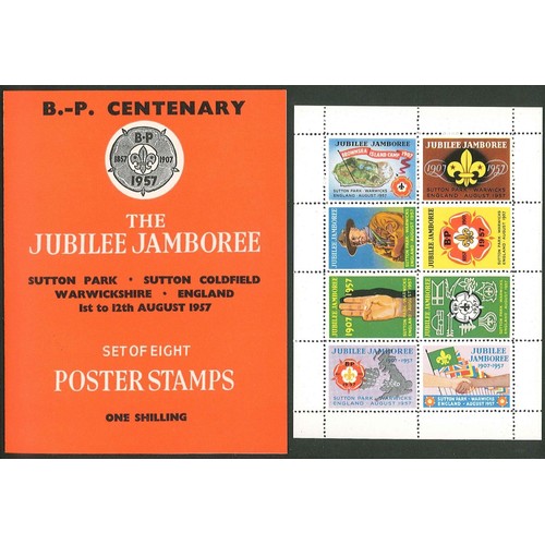 2292 - UK Cinderellas; 1957 Scout Jamboree sheet of labels in original folder. [Stock photo.]... 