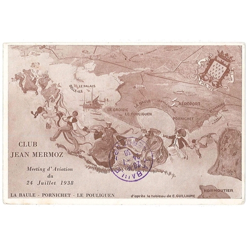 1381 - France; 1938 souvenir card to Brussels with two labels for 