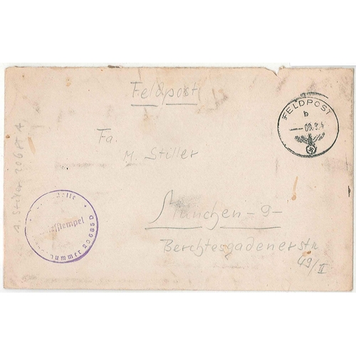 1420 - Germany; 1943 (6 Sep.) Feldpost cover Russia (Bryansk area) to Munich. Toning etc.